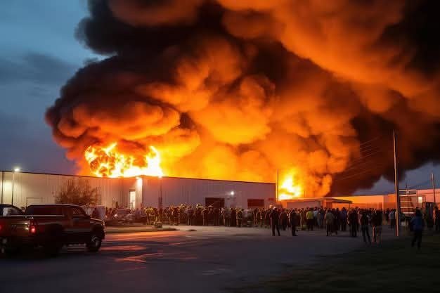 Massive Fire Erupts in City of M â Thick Black Smoke Engulfs the Sky
