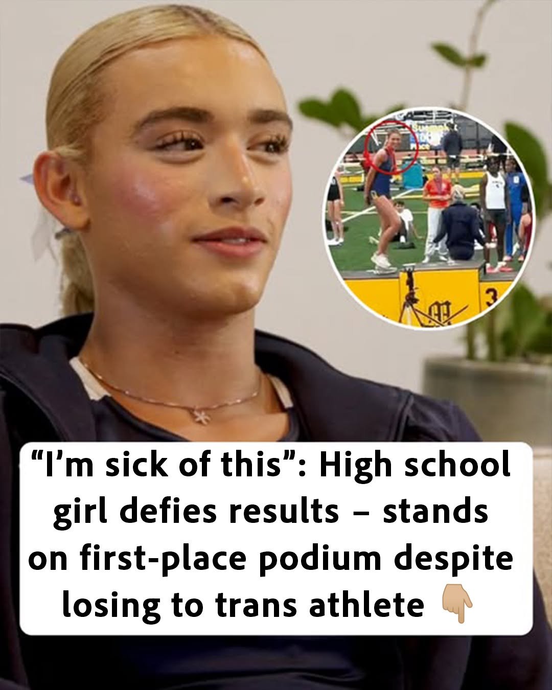 ”This nonsense has to stop”: High school girl boldly takes first-place podium after losing to trans athlete (link in comments)